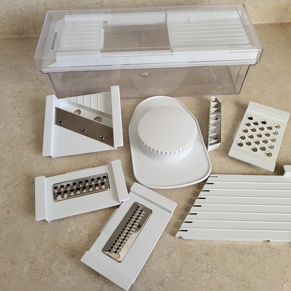 Multi-Function White Food Slicer and Grater Set